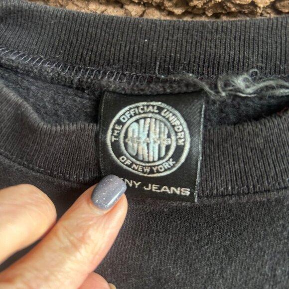 DKNY Jeans Vintage 90s Black Sweatshirt Unisex Official Uniform of New York - Picture 3 of 5